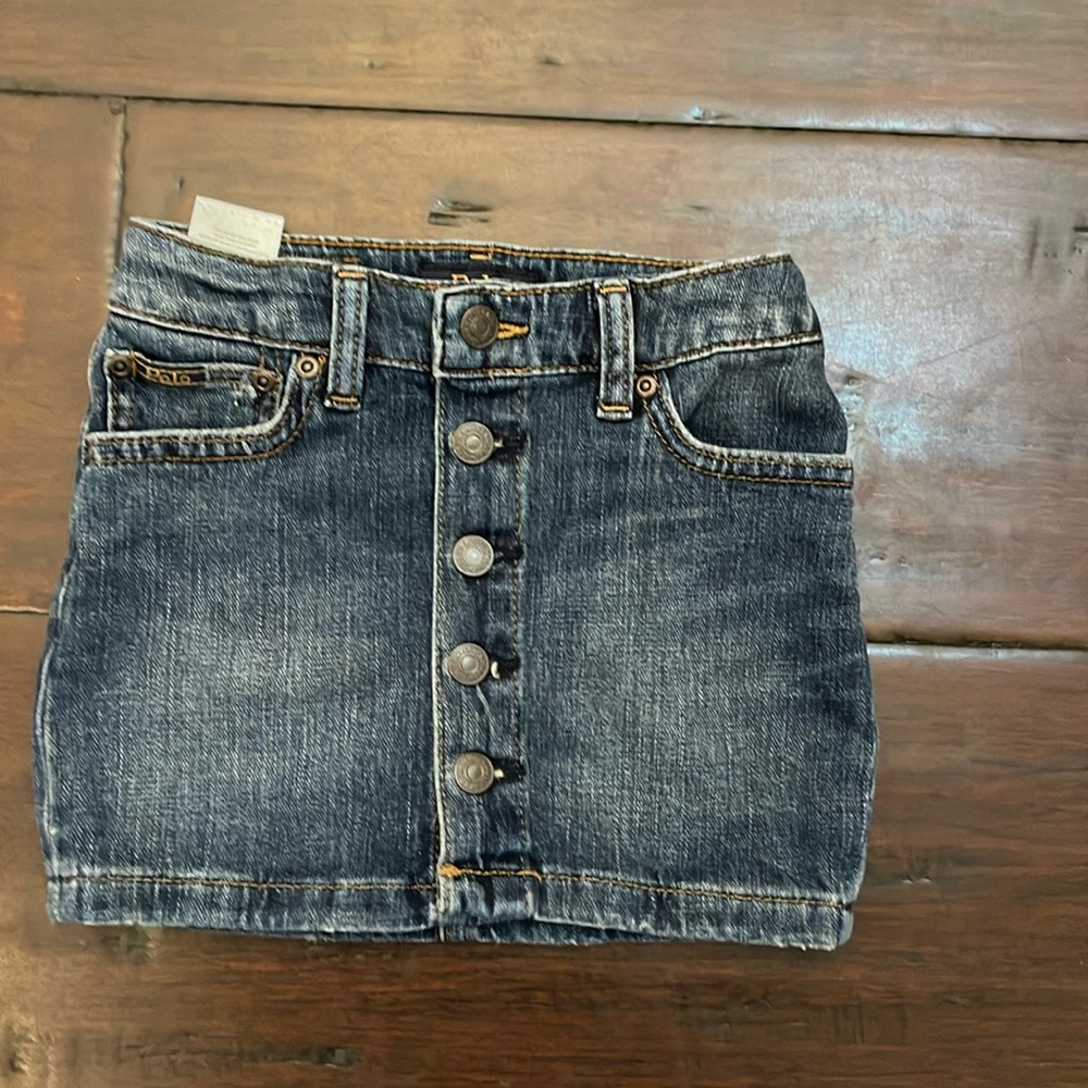 Ralph Lauren little girl button up denim jeans Skirt 3T and Ralph Tank Top
